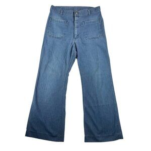VTG Navdungaree mens trouser bell bottom flare jeans blue 70s sz 34